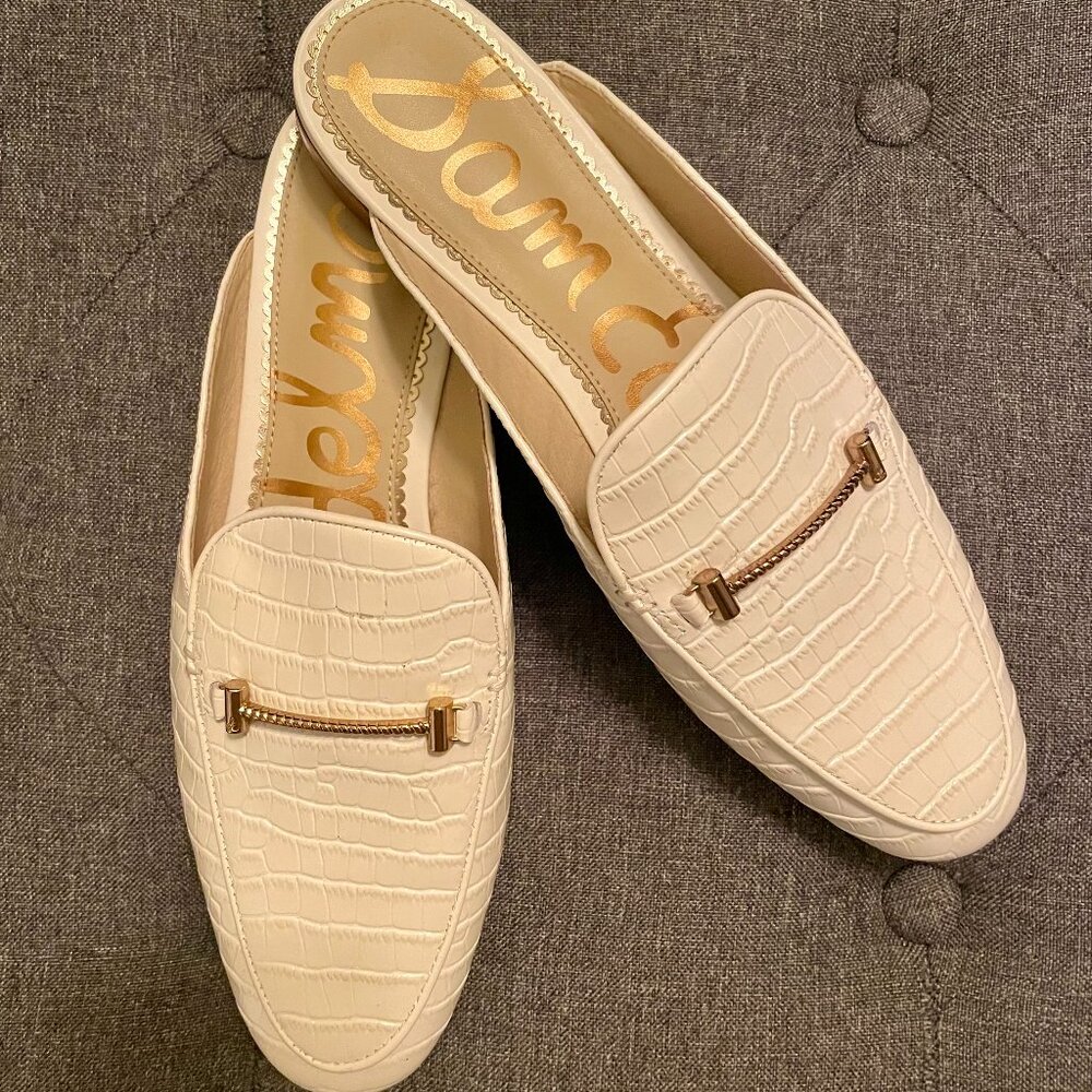 Sam Edelman Women's White and Gold Mules